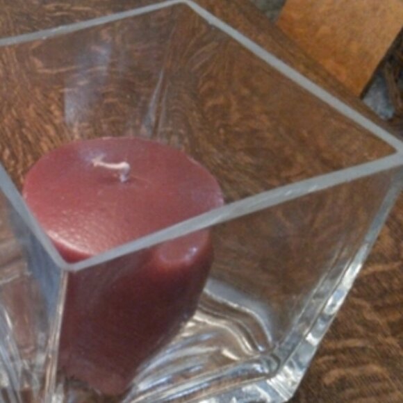 Heavy Square 5" Square Glass Candle Holder/Vase/Terrarium - Picture 2 of 5